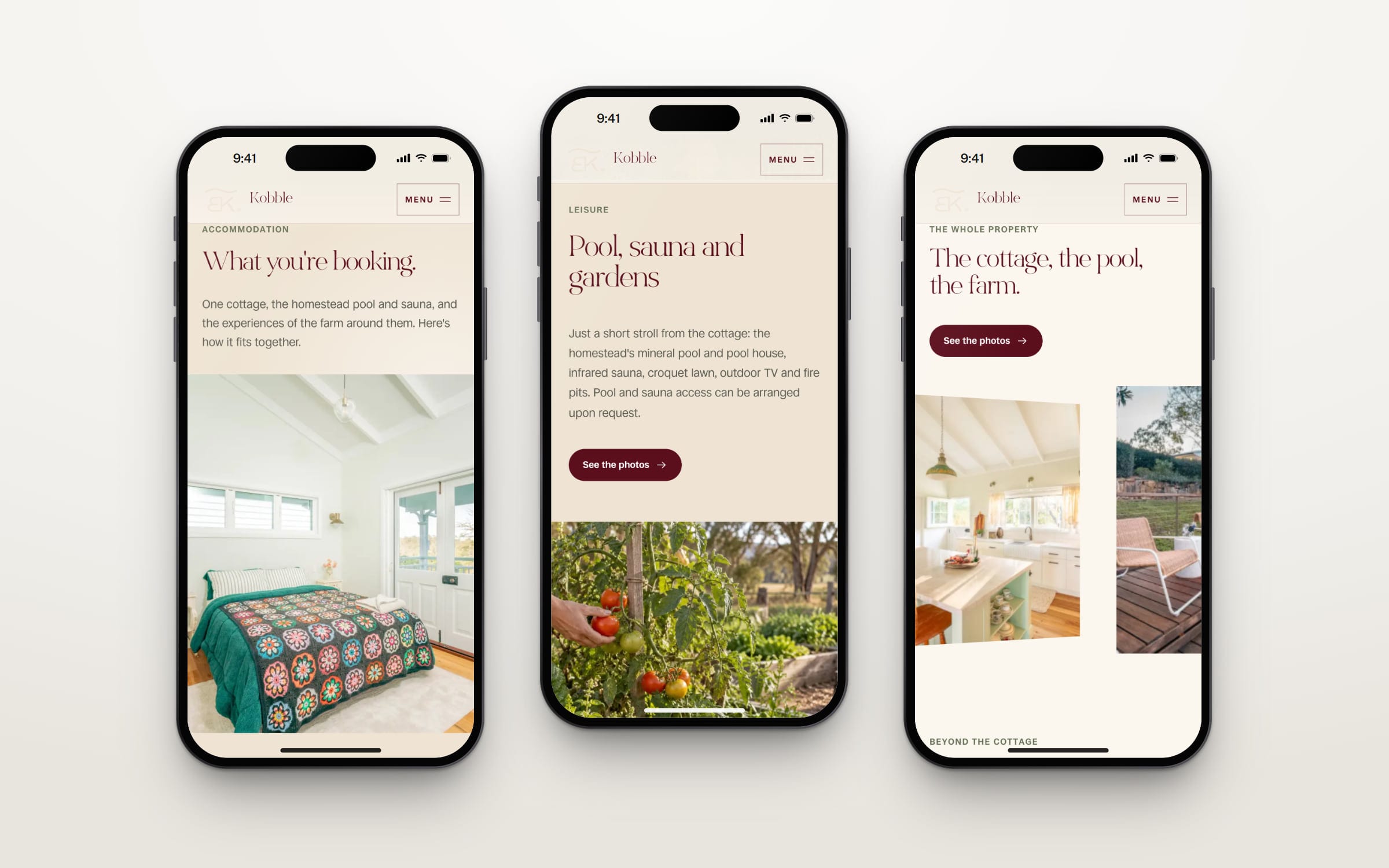 Kobble Cottage on three phones